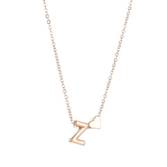 Letter and Heart Charm Necklace