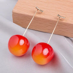 Red Cherry Resin Earrings