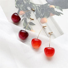 Red Cherry Resin Earrings