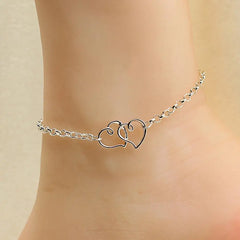 Double Love Heart Chain Anklet