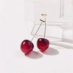 Red Cherry Resin Earrings