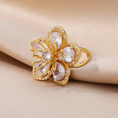 Pink Zirconia Flower Ring