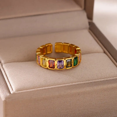 Colorful Cubic Zirconia Ring